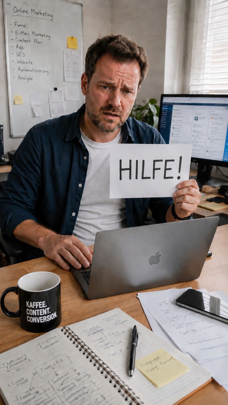 person mit hilfe schild